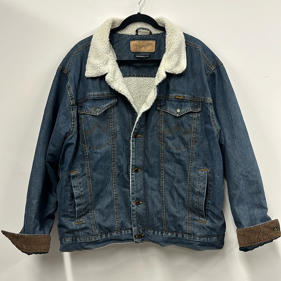 Wrangler Other - Wrangler Western Sherpa Lined Denim Trucker Jacket In Rustic Mens XL